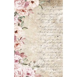 papier ryżowy 54*33 róże, pismo, mapa