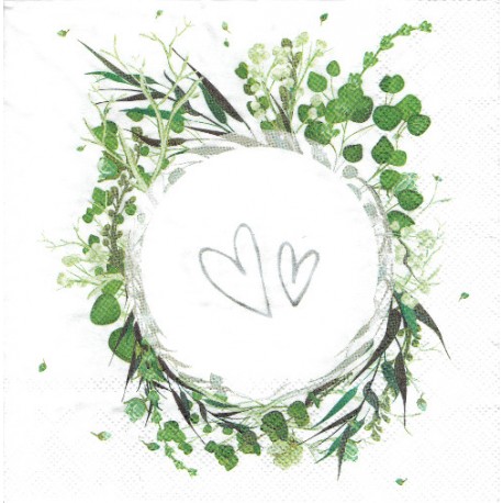 ***serwetka 33x33 K167 bluszcz konwali z sercem