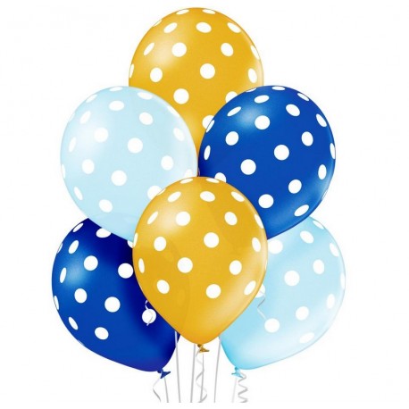 balon metalizowane grochy niebieskie 6sz
