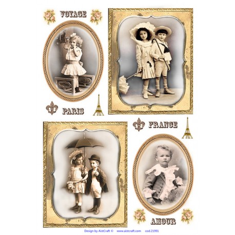 ***papier ryżowy 21*29,7 cm ramki,dzieci paris