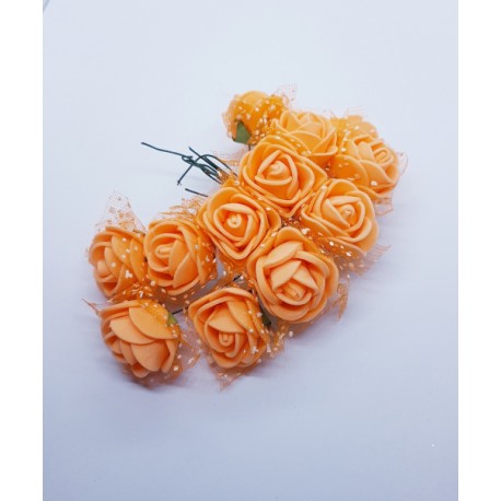 kwiat pianka z siatką 2,5cm pomarańcz pę