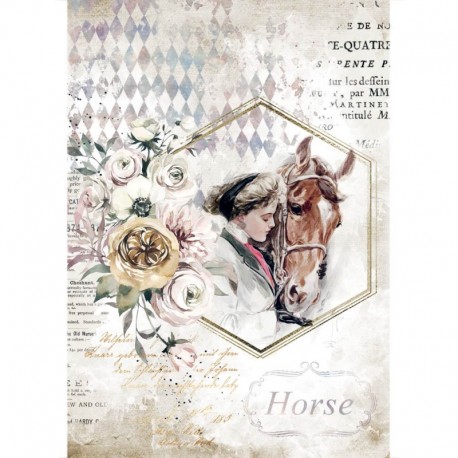***papier ryżowy A-4 DFSA4580 romantic horses dziewczynka koń