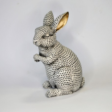 ***zając ceramiczny czarno-biały 20.5 cm