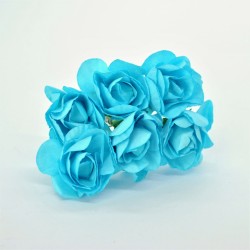 ***kwiat papierowy różyczka śr.2 cm głeb.niebieski opk.12 szt