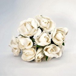 ***kwiat papierowy śr.4 cm /12 szt róża biała