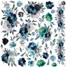 ***papier scrapbooking 31*32 cm SL0656 kwiaty indygo