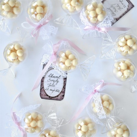Cukierek podziękowanie dla gości RÓŻOWY handmade