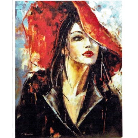 papier ryżowy A-4 C35 kobieta w czerwonym kapelusz