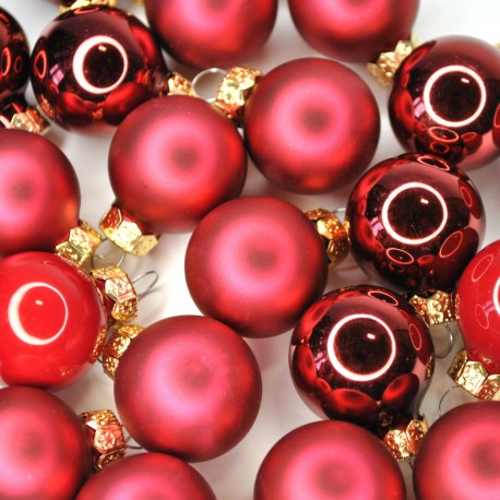 ***bombki szklane 25 mm czerwień połysk ,mat opk.24