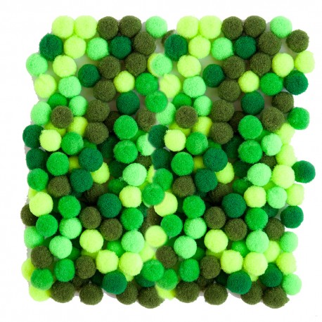 pompony polister.1 cm/120 szt kolor zielony