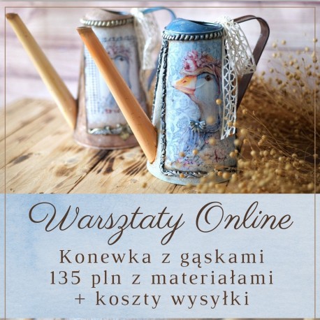 Warsztaty decoupage online - konewka z gąskami