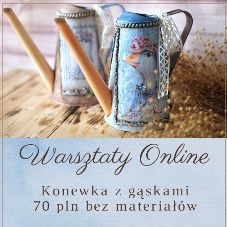 Warsztaty decoupage online - konewka z gąskami