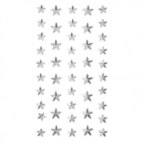 kryształki samoprzylepne gwiazdki srebrne 46szt