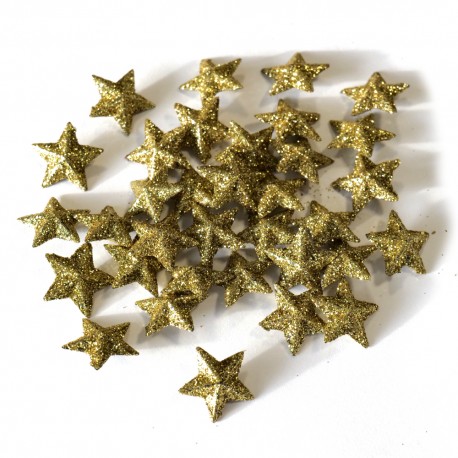 gwiazdki złote op.35szt 1,5cm złote