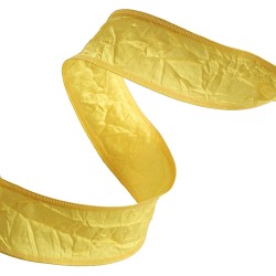 wstążka gnieciona żółta  z drucikiem cena za 1m