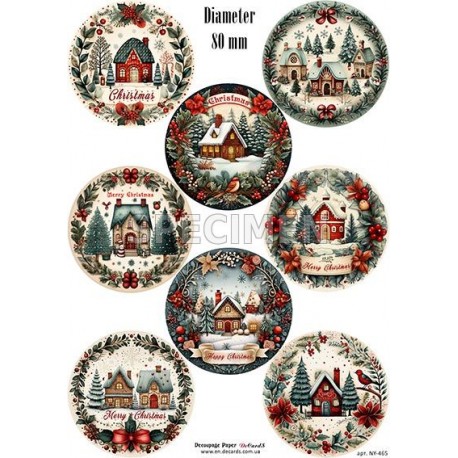 papier cienki A-4 zimowe chatki śr.8 cm NY-465