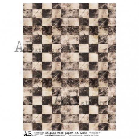 papier ryżowy A-4 6858 kwadraty czarno-białe