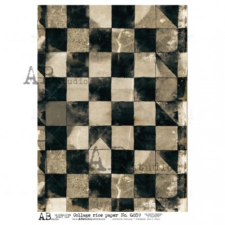 papier ryżowy A-4 6859 kwadraty czarno-szare
