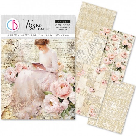 papier A-4 mix 6 szt dama kwiaty