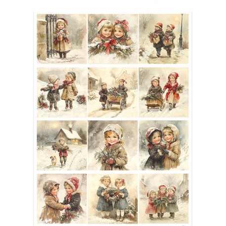 papier ryżowy A-3 1504L zimowe dzieci