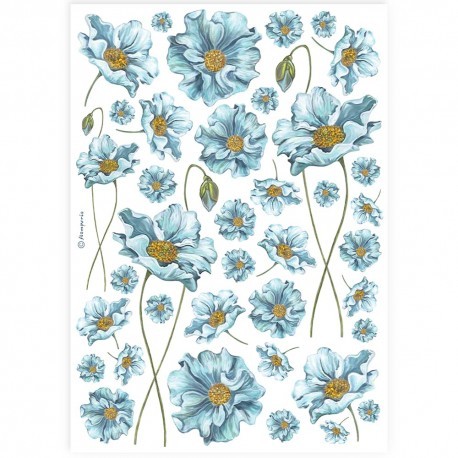 papier ryżowy A-4 DFSA4893 kwiaty niebieskie
