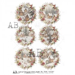 papier ryżowy A-4 id-7144 zimowe domki w wiankach