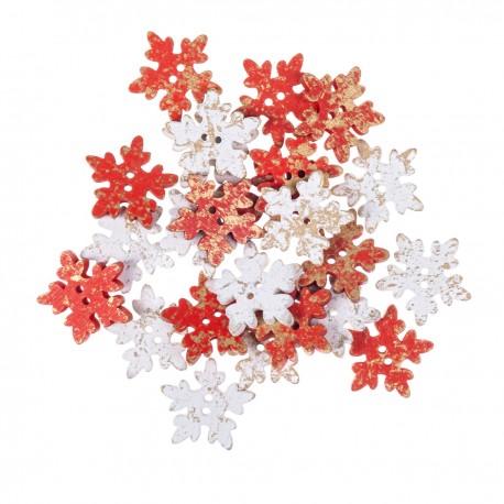 drewniane śnieżynki-guziki 2,5 cm/opk.24 szt