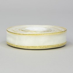 wstążka organza biała,złoto 1,9cm*45y 