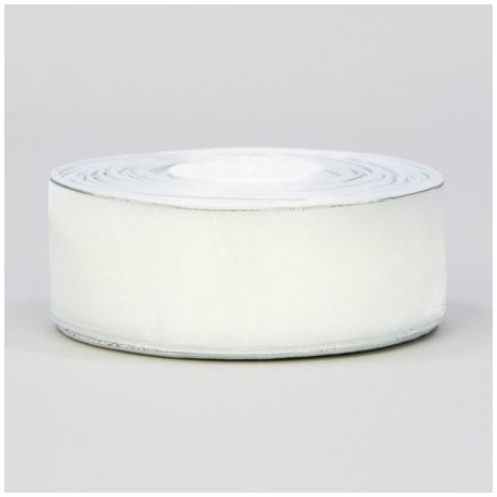 wstążka organza biała,srebro 3,8cm*45y 