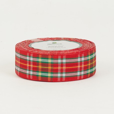 wstążka krata 2,5cm*10 m czerwona