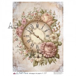 papier ryżowy A-4 no.351 zegar,kwiaty