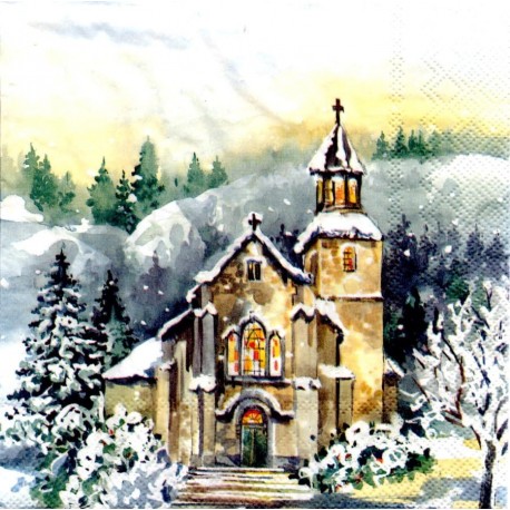 serwetki 33*33 BN259 kościół zimą