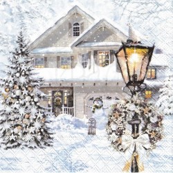 serwetki 33*33 BN263 zimowy domek z choinką