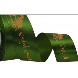 wstążka satynowa 3,8cm*20y św.zieleń wesołych świąt