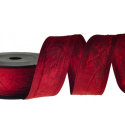wstążka gnieciona bordo z drucikiem 4cm/7,5 m