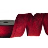 wstążka gnieciona bordo z drucikiem 4cm/7,5 m
