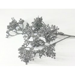 gałązka gipsówka srebro brokat 37 cm