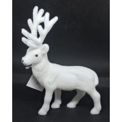 renifer welurowy biały 10*15 cm