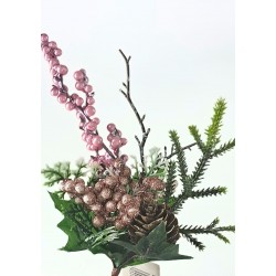 gałazka kulki perłowy róż 28 cm