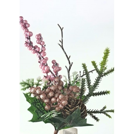 gałazka kulki perłowy róż 28 cm