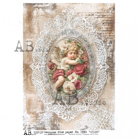 papier ryżowy A-4 id-7334 anioł w ramce