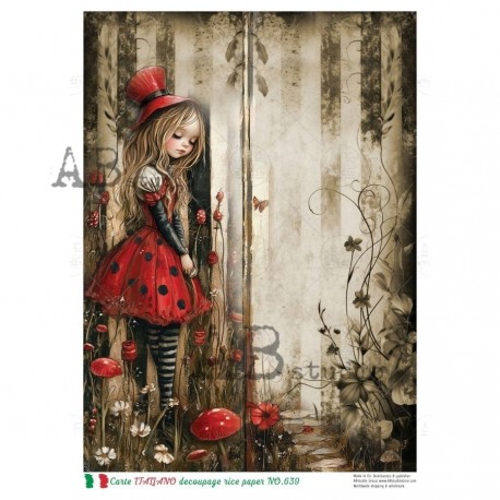papier ryżowy A-4 no.639 dziewczynka.muchomorki