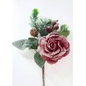 gałązka czerwona róża ośnieżona 30 cm