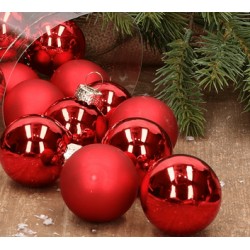 bombki szklane 40 mm czerw..połysk ,mat opk.20 szt
