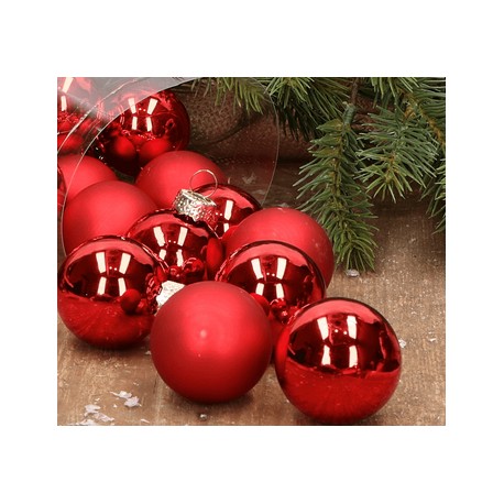 bombki szklane 40 mm czerw..połysk ,mat opk.20 szt