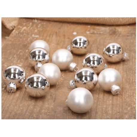 bombki szklane 30 mm srebro połysk ,mat opk.20 szt
