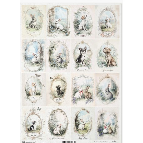  papier ryżowy A-4 2573 ramki małe zajączki