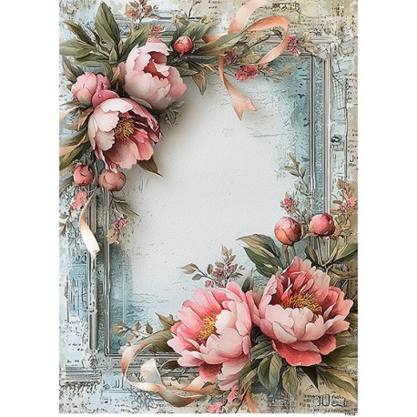 papier ryżowy A-4 11524 ramka kwiatowa