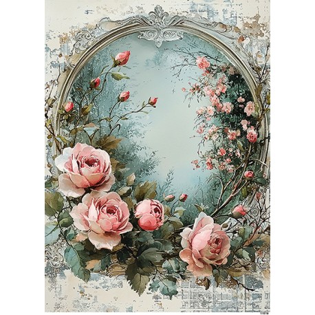 papier ryżowy A-4 11519 ramka kwiatowa