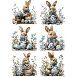 papier ryżowy A-4 4071 zajączki,,niezapominajki